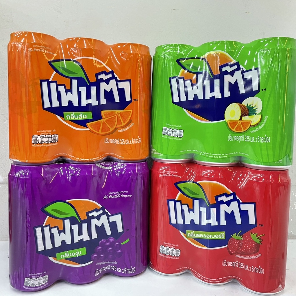 (มี 4 รสชาติ) Fanta Soft Drink (325ml* 6 Can) แฟนต้า เครื่องดื่มน้ำอัดลม กระป๋อง