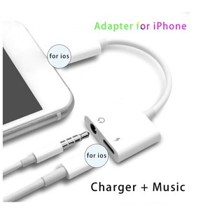 2 in 1 Adapter Connector 3.5mm Earphone headset 2A Charging Aux Audio For ไอโฟน7 7 plus 8 Adapter Cable  -นานาชาติ