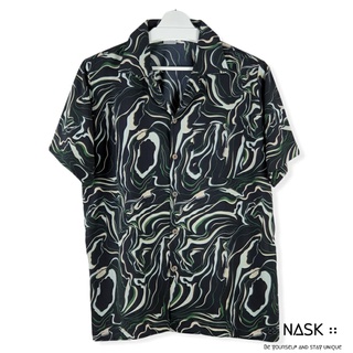 เสื้อฮาวาย nask (Hawaii shirt) เชิ้ต ผ้าไหมอิตาลี เนื้อผ้าบาง ทิ้งตัว เพียงแค่ซัก สะบัด ตาก ก็ใส่ได้แล้ว - H2104