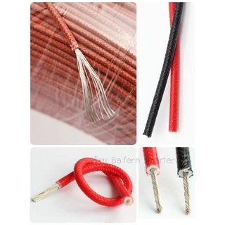 สายไฟทนความร้อนสูง หุ้ม 2 ชั้น UL3122 หรือสายฮีตเตอร์ทนความร้อนได้ถึง200องศา สายถักหุ้มซิลิโคนหนา