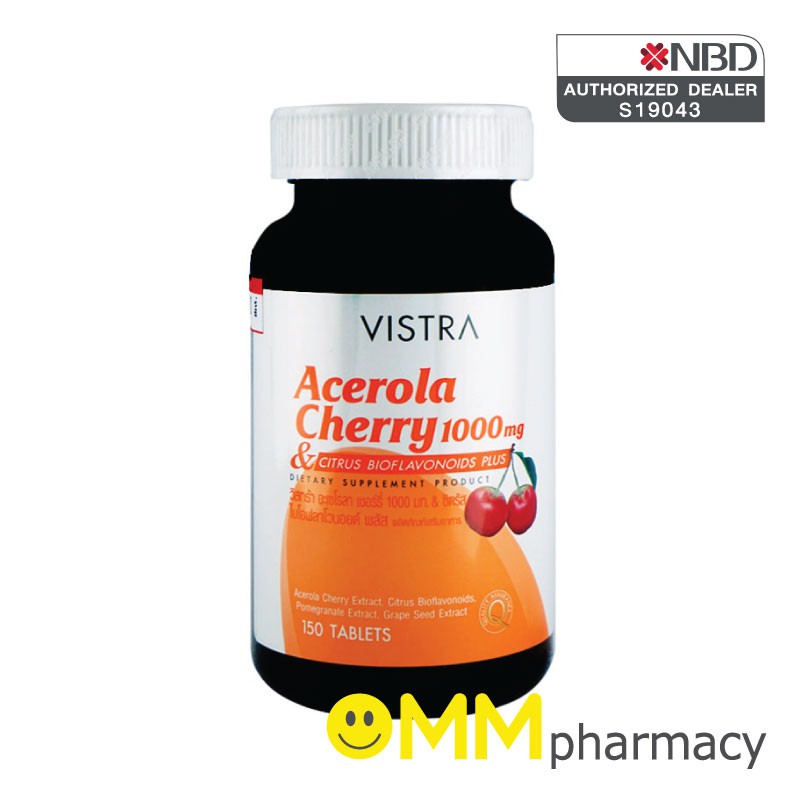 VISTRA Acerola Cherry 1000 mg. 150 เม็ด สินค้าหมดอายุ 12/2024