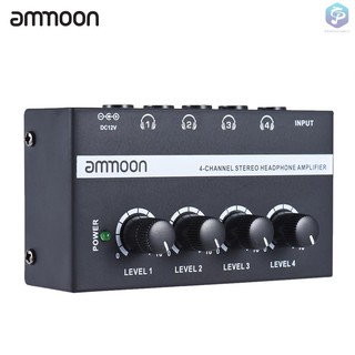 j &amp; f cod ammoon ha 400 ultra -compact 4 channels เครื่องขยายเสียงหูฟังสเตอริโอพร้อมอะแดปเตอร์พาวเวอร์