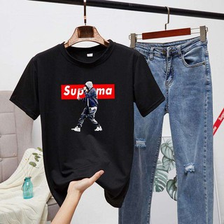 เสื้อทีเชิร์ตขายดี เสื้อยืดคอกลมแฟชั่นunisex เสื้อยอดฮิตลายsupreme เสื้อแขนสั้น เสื่อคู่รักเสื้อแขนสั้น