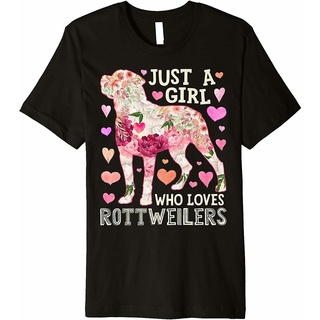 เสื้อยืด พิมพ์ลาย Just A Who Loves Rottweilers Dog Silhouette Flower Heart เหมาะกับของขวัญ สําหรับผู้ชาย