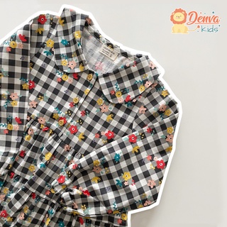 Venda.kids : Dayday one-piece Black check flower ชุดเด็กผู้หญิงสีขาวดำลายดอกไม้