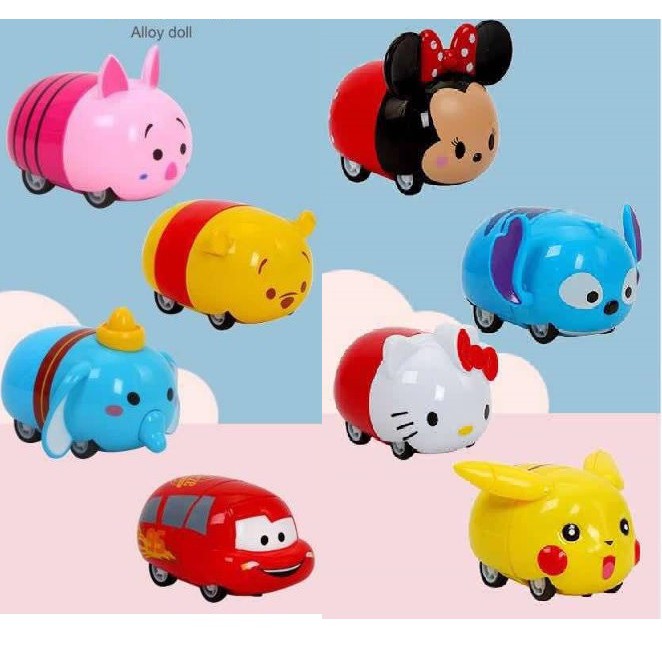 โมเดลรถเหล็ก Tsum Tsum หน้าตา น่ารัก มี 8 แบบให้เลือก  วิ่งยกล้อได้ มีลานในตัว