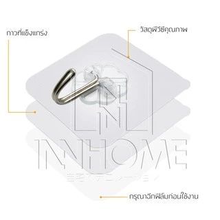1 ชิ้น Innhome ตะขอแขวนติดผนัง ที่แขวนติดผนัง ตะขอกาวติดผนัง ที่แขวนของ แบบใส อเนกประสงค์ไม่ต้องเจาะ Magic Hook