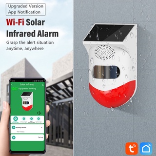 TUYA Smart Wifi Solar Infrared Detector Wifi Alarm System Solar Siren Outdoor PIR Waterproof Wireless 433MHz Strobe Siren