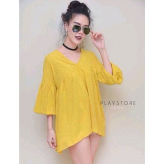เสื้อสีเหลืองลายพื้นเรียบ (6182)