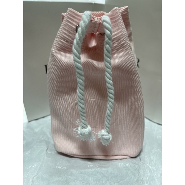 กระเป๋าเครื่องสำอางค์ Dior แท้ สีขาว/สีชมพู