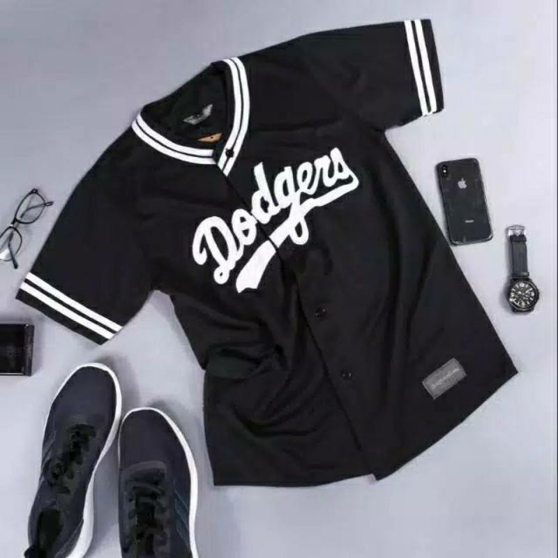 Dodgers เสื้อเบสบอลสีดําสําหรับผู้ชายและผู้หญิง