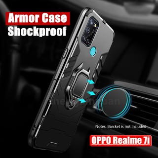 เคสโทรศัพท์ พร้อมแหวน แบบแม่เหล็ก สำหรับ OPPO Realme 7i Realme C17 Realme7i เคสมือถือกันกระแทกรถที่วางแหวนแม่เหล็กพลาสติกแข็ง + ซิลิโคนอ่อน TPU เคสโทรศัพท์