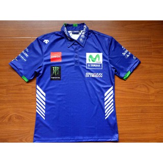 เสื้อโปโลสีฟ้าโพลีเอสเตอร์สำหรับผู้ชาย Mans polo Yamaha Monster Superbike Polo