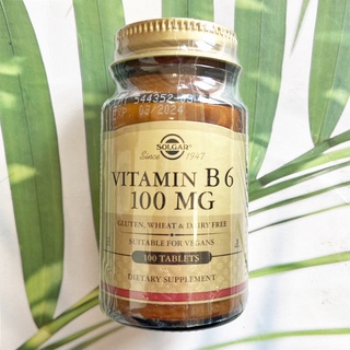 (Solgar®) Vitamin B6, 100 mg 100 Tablets วิตามินบี 6 บี6 บี-6 B-6 B 6