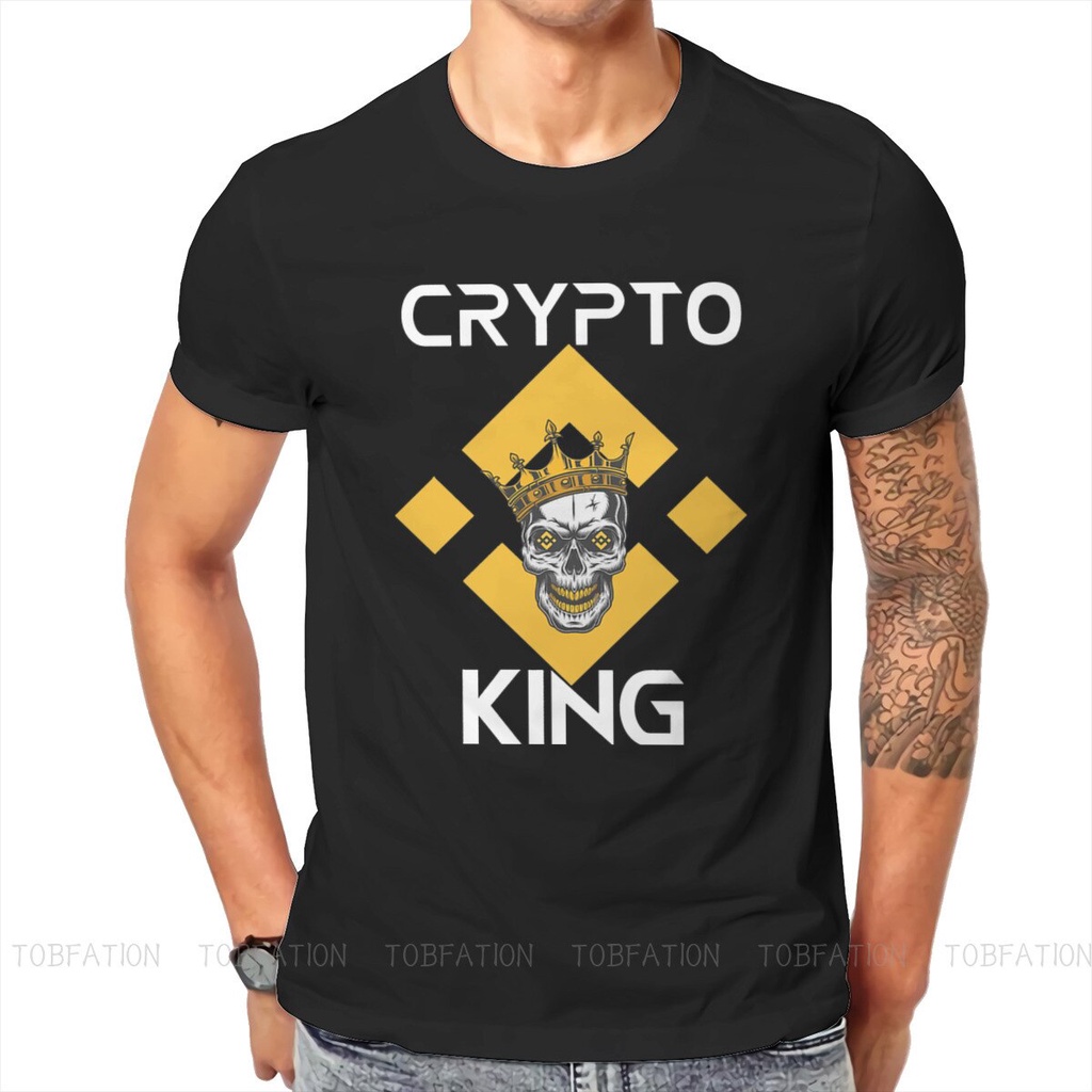 King Crypto O Neck TShirt Binance Coin Cryptocurrency Miners Pure Cotton Basic T Shirt Men Tops New 