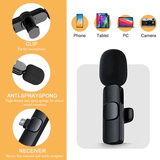 พร้องส่ง Wireless Microphone ไมค์ไร้สาย ไมค์หนีบปกเสื้อ ไมค์สำหรับไลฟ์สด บันทึกวีดีโอ รองรับต่อโทรศัพท์