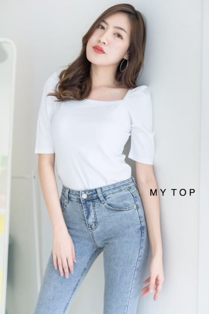 MY​TOP​💋Code: G191 เสื้อยืดแขนศอก แต่งสม๊อกแขน งานสวยน่ารักมากค่ะ - รูปที่ 4