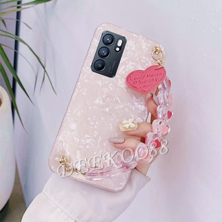 เคส OPPO Reno6 Z Reno5 Marvel Edition Reno4 Z Pro 5G 4G Phone Cell Case with Love Chain Luxury Bling Glitter Softcase Lovely Shell Pattern Back Cover เคสโทรศัพท์ Reno 6 6Z 6Pro 5 5Pro 4Z 4Pro Handphone Casing