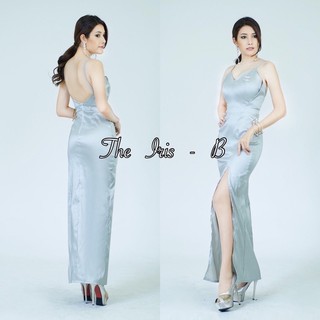 Maxi Dress Thea เดรสสายเดี่ยวสีเทา(เงิน)🔥Freeเข็มกลัด