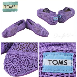 รองเท้า TOMS Crochet Shoes Purple แท้ 100 % Sale พร้อมถุงผ้า