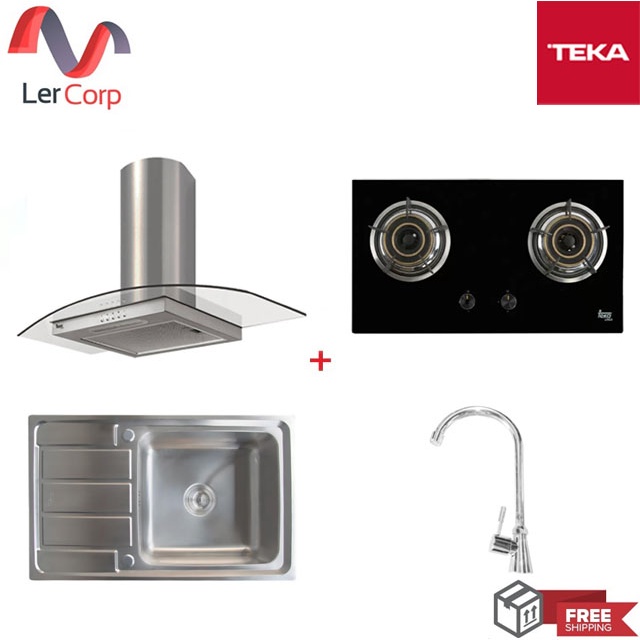 (TEKA) เครื่องดูดควันกระโจม LDD 90.2 + เตาแก๊ส GL 73 2G AI AL 2TR + ซิงค์ล้างจาน VELA 80 1B 1D + ก็อ