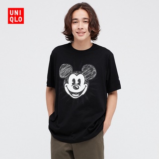 [S-5XL] Uniqlo เสื้อยืด แขนสั้น พิมพ์ลายดิสนีย์ มิกกี้ สีดํา และสีขาว สําหรับผู้ชาย และผู้หญิง (UT) 446223