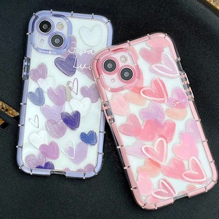 เคสโทรศัพท์มือถือแบบนิ่ม TPU ใส กันกระแทก กันรอย เรืองแสง สีชมพู ม่วง สําหรับ IPhone 11 13 12 Pro Max XR