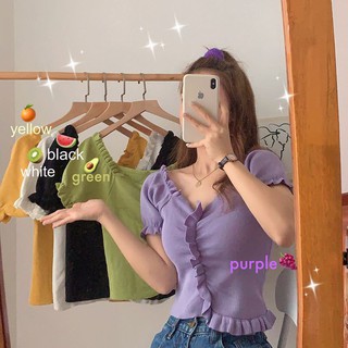 เสื้อไหมพรมแขนสั้น สีสดน่ารักแบบใหม่พร้อมส่ง76