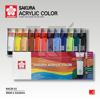 สีอะคิลิค Sakura (Acrylic) XAC 20ml SET 12สี