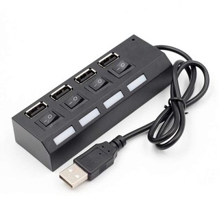 USB 2.0 Hi-Speed 4-Port Splitter Hub Adapter For PC Computer (สีดำ)