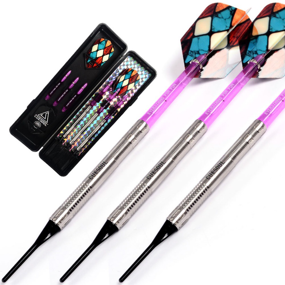 CUESOUL New Tungsten Soft Tip Dart Set 18 Gram Tungsten Dart Barrels