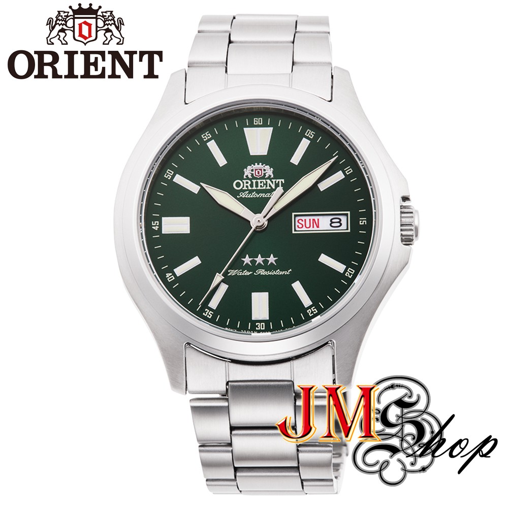 Orient Three Star Automatic นาฬิกาข้อมือผู้ชาย สายสแตนเลส รุ่น RA-AB0F08E (หน้าปัดสีเขียว)