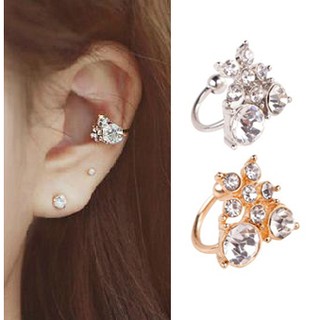 ต่างหู ear cuff ต่างหูแบบหนีบ earcuff ลายดอกไม้ ข้างซ้าย  มีแบบหนีบ 1 ชิ้น แบบเจาะ 1 ชิ้น