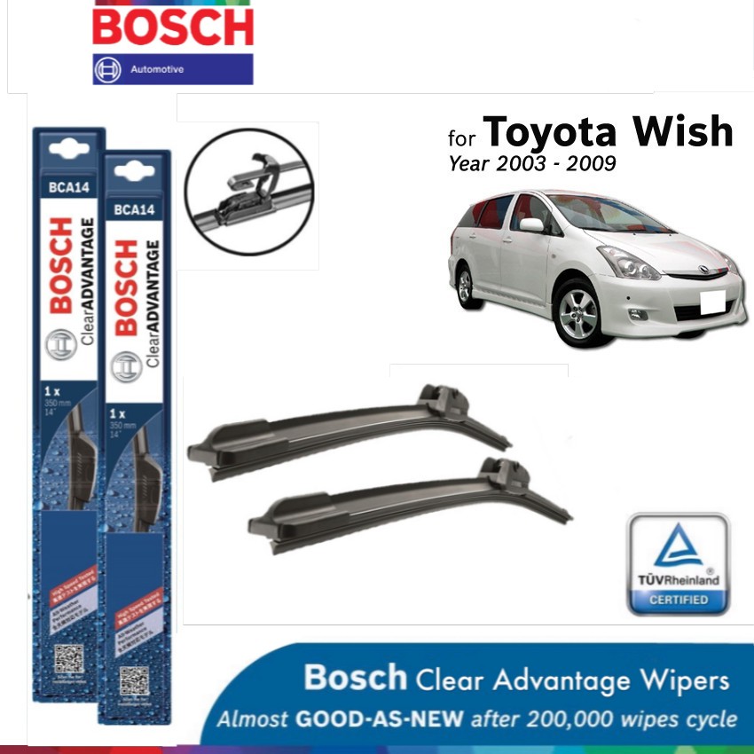 ชุดปัดน้ําฝนตะขอ Bosch Clear Advantage U สําหรับ Toyota Wish AE10 (BCA24"/16")