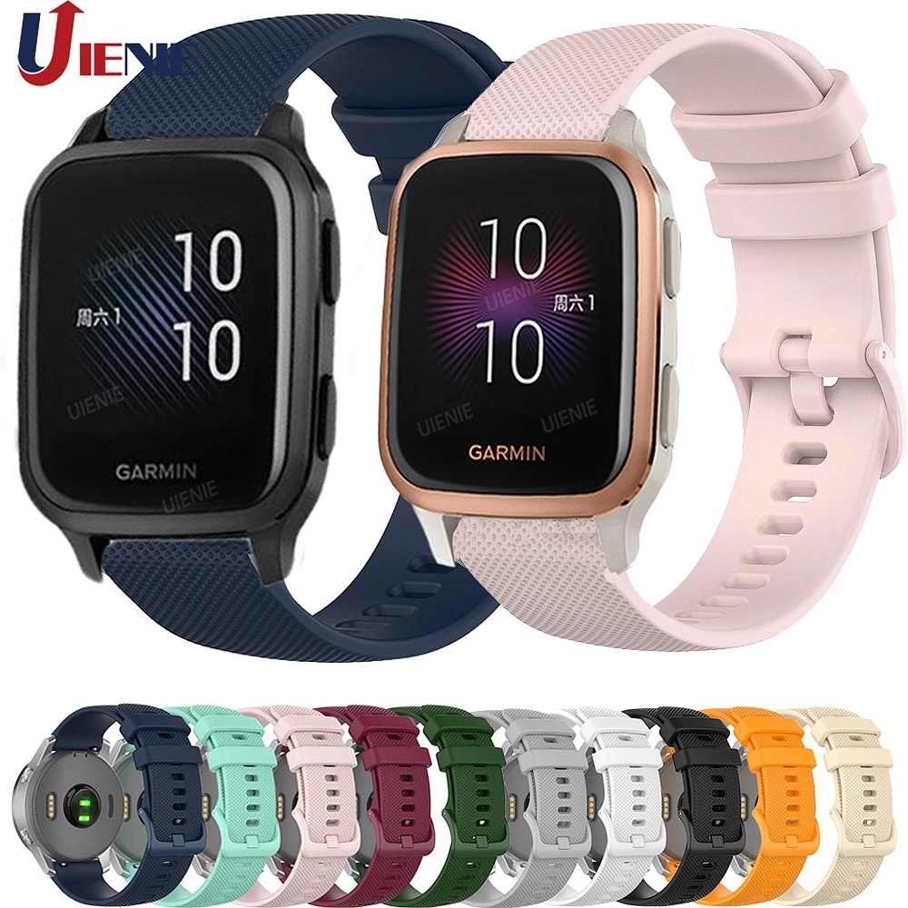 สายนาฬิกาซิลิโคน 20 มม. สําหรับ Garmin Venu & Venu SQ & SQ 2/ Forerunner 245M 245 645 55 158/ Vivoactive 3 5/ Venu 2 Plus สายรัดข้อมือ