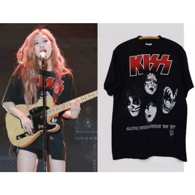 KISS ฟอกไบโอ เสื้อวินเทจ เสื้อทัวร์วงร๊อค ป้าย USA  heavy vintage shirt