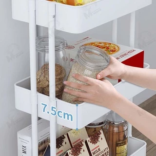 [รุ่นล้อเลื่อน] ชั้นวางของ3ชั้น พร้อมล้อเลื่อน+ที่จับ รถเข็นอาหาร Rolling Cart Shelf ชั้นวางโครงเหล็กกันสนิม พร้อมส่ง MK