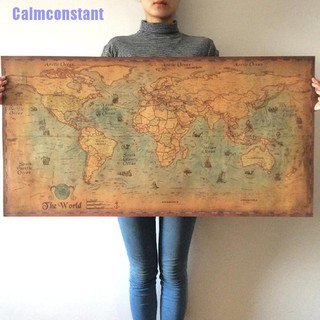 Calmconstant แผนที่โลก สไตล์วินเทจ ขนาด 100 ซม. X