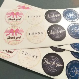 ขั้นต่ำ2แผ่น มีหลายลาย 12 ดวง สติ๊กเกอร์ ขอบคุณ แฮนด์เมด Think you Handmade with love Sticker ป้ายสติกเกอร์ ฉลากสินค้า