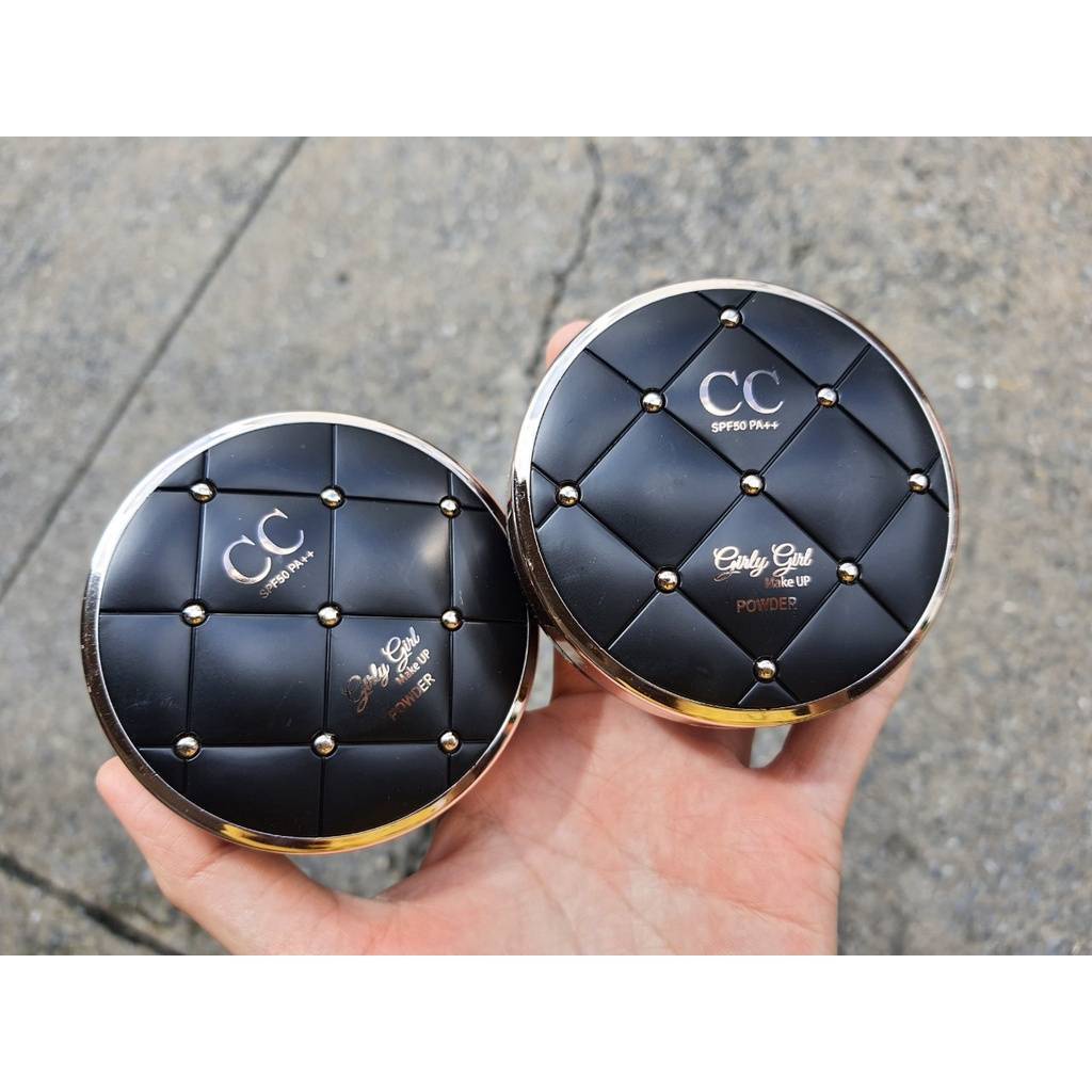เเป้ง2ชั้น เนื้อCC เน้นปกปิด มีกันแดดSPF50PA ++ ตลับดำสวยหรู  แป้งแบรนด์ Girly girl - รูปที่ 2