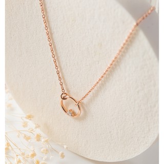 RAWEE SUN HALLOW PINKGOLD NECKLACE สร้อยคอเงินแท้ 925 ประดับเพชร CZ