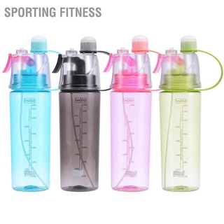 Sporting Fitness Water Spray Bottle Clear Scale 600ml Large Capacity Plastic for Sports Hiking Picnic