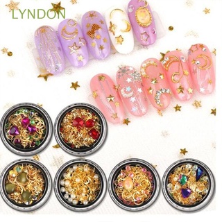 LYNDON Crystal Nail Art Jewelry Moon Nail Rhinestones Nails Charms DIY Nail Materials Nail Ornaments Star Nail Salon Manicure Accessories Shiny 3D Nail Decoration