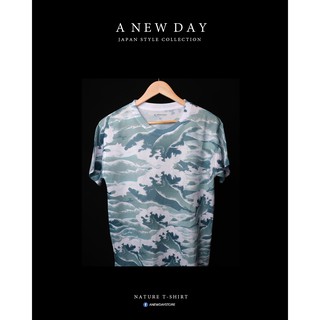 A NEW DAY 156 เสื้อสกรีนเต็มตัว ลาย ทะเลญี่ปุ่น Japan Wave ใส่ได้ทั้ง หญิง และ ชาย