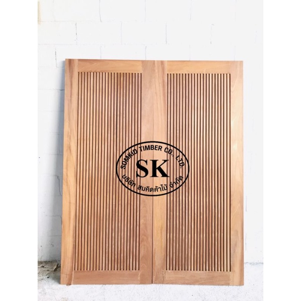SK0032 บานคุณโอ🚪 ประตูไม้เนื้อแข็ง บานตีร่องเล็กมีขอบ สวยตาแตก.. 👀