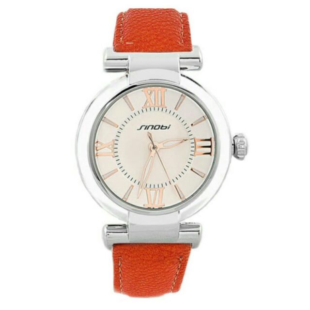 Sinobi นาฬิกาข้อมือ รุ่น 9458 สายหนัง - สีส้ม