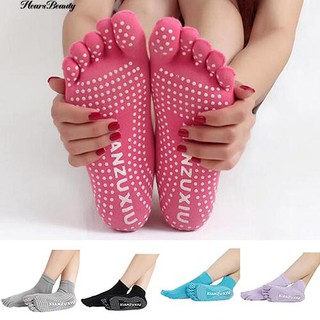 Hearsbeauty Women 5 Toes Dance การออกกำลังกายการออกกำลังกายถุงเท้าการนวดเพื่อสุขภาพแบบไม่ลื่น