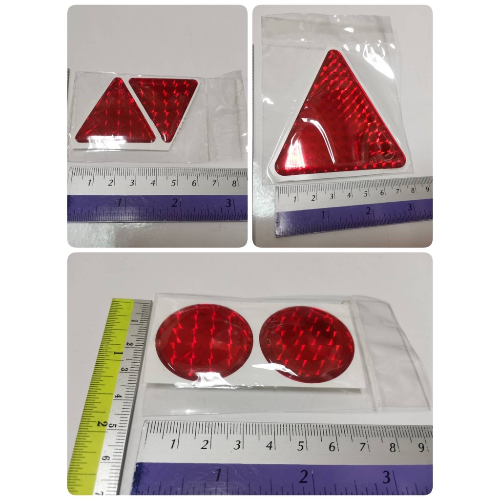 สติ๊กเกอร์ตัดคอม เทเรซิ่นนูนอย่างดี ติดท้ายรถ ทับทิมแดง วงกลม สามเหลี่ยม ติดรถ แต่งรถ sticker กลม