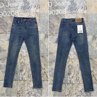 G.D.Jeans รุ่น 90208#กางเกงยีนส์ขายาวผ้ายืดทรงเดฟสีฟอก