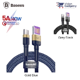 Baseus Cafule HW Huawei Super Charge Type C QC3.0 สายซิงค์ข้อมูล USB (5A/40W/1 เมตร)